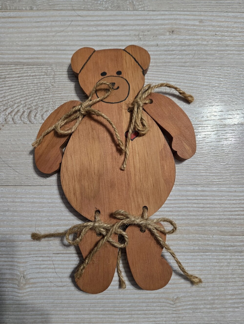 Vintage Handcrafted Wooden Articulated Teddy Bear